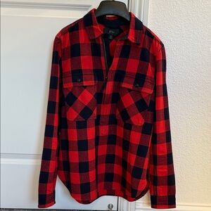 J. Crew Red and Black Plaid Women's Button Down Shirt